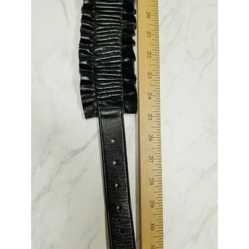 Hobo International  Black Leather Belt‎ ruffles size Medium - Picture 12 of 16